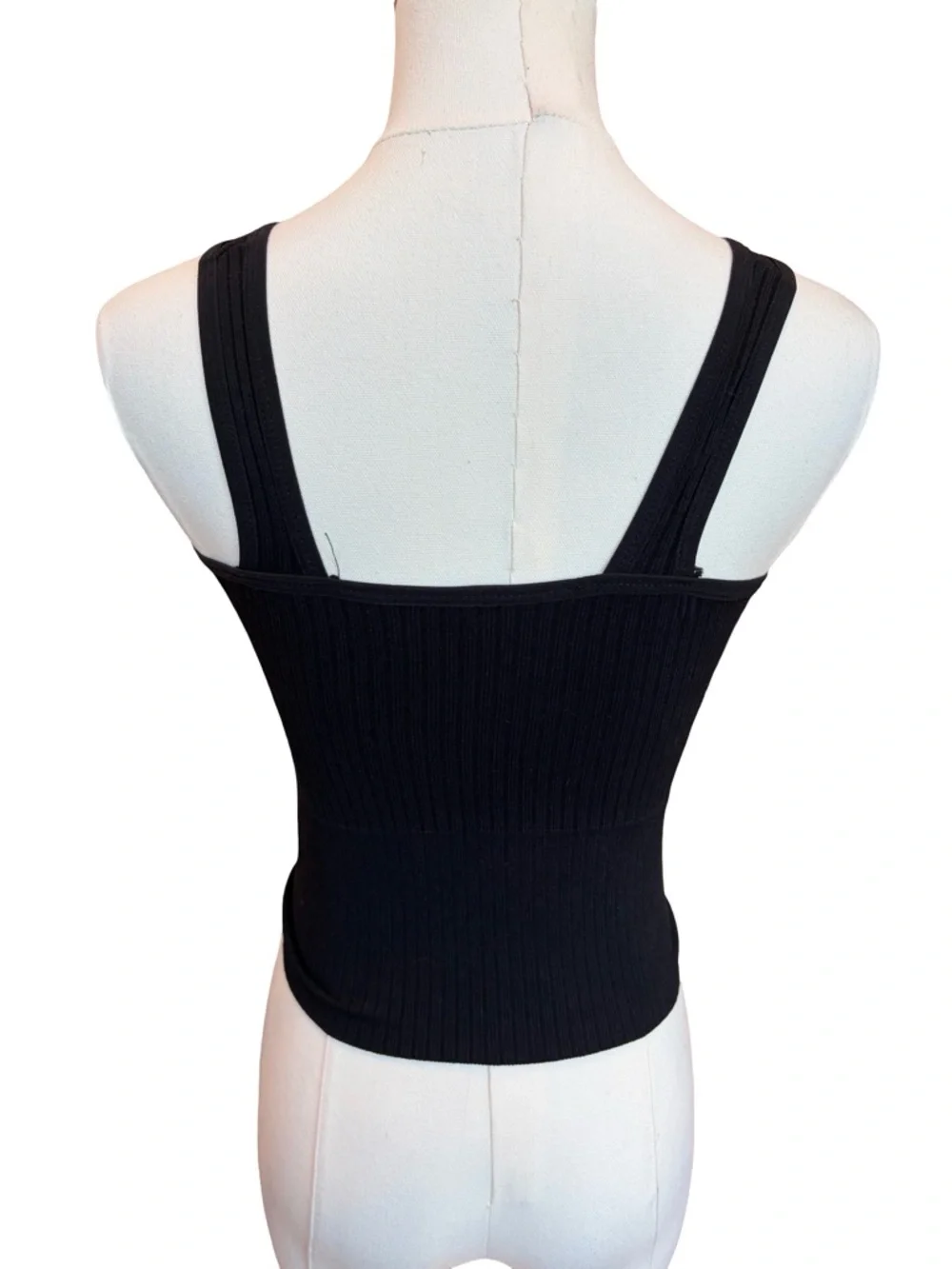 NWOT Black Ribbed Tank Top Padded Bralette Small - Picture 6 of 9